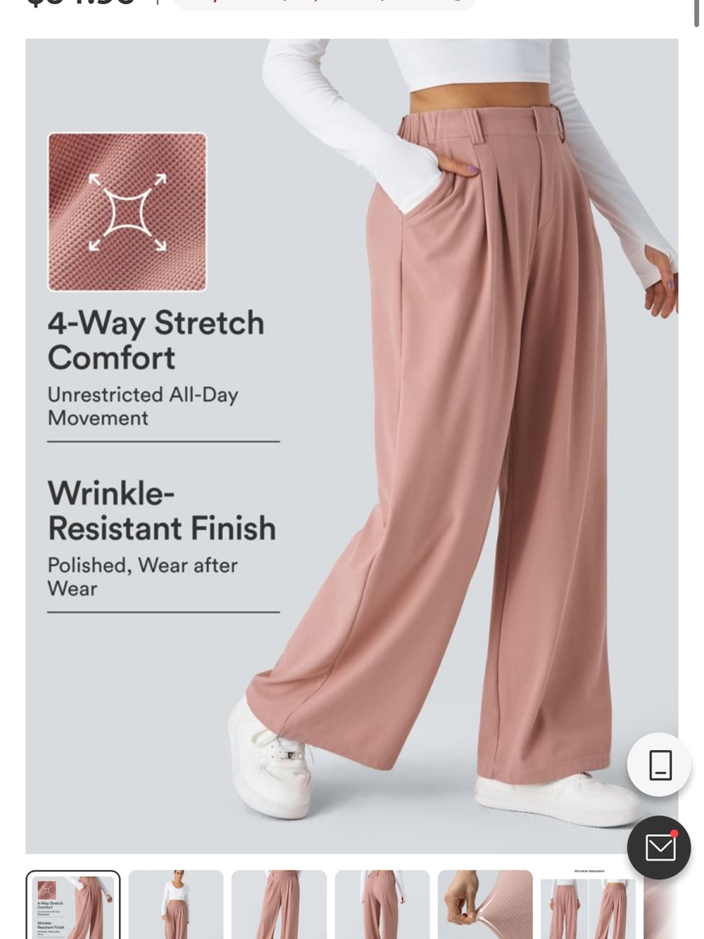 HALARA Wide Leg Pants in Dusty Rose